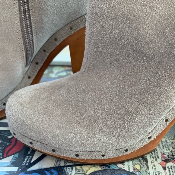 Joie Dewitt | Gray Suede Booties | Clog Heels Boots | Platforms Studded | size 8 - Picture 10 of 14